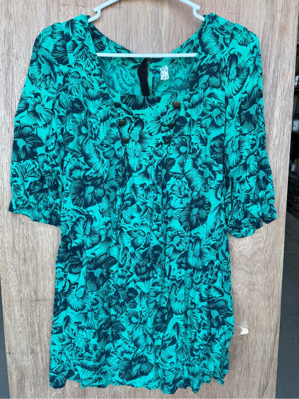 Anthropologie Maeve Women's Teal Floral Tunic Dress